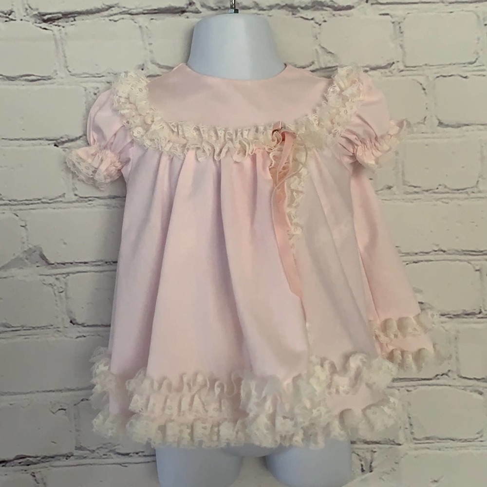 Bryan | Girls Vintage 90s Pink Ruffled Dress Size 6-9 mos